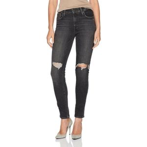 Levi's 721 Sz 33x30 or 16 High Rise Skinny Black Distressed Jeans Denim